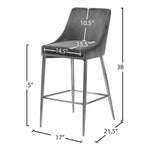 Karina Velvet Upholstered Counter Stool in Grey