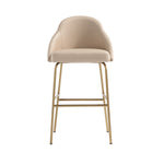 Gracie Metal Upholstered Barstool in Tan and Gold