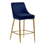 Karina Velvet Upholstered Counter Stool in Navy