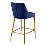 Karina Velvet Upholstered Counter Stool in Navy