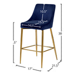 Karina Velvet Upholstered Counter Stool in Navy