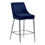 Karina Velvet Upholstered Counter Stool in Navy
