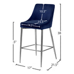 Karina Velvet Upholstered Counter Stool in Navy