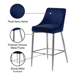 Karina Velvet Upholstered Counter Stool in Navy
