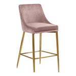Karina Velvet Upholstered Counter Stool in Pink