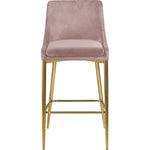Karina Velvet Upholstered Counter Stool in Pink