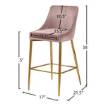 Karina Velvet Upholstered Counter Stool in Pink