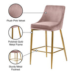 Karina Velvet Upholstered Counter Stool in Pink