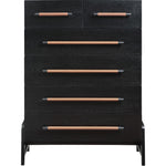 Kaya Oak Veneer And Vegan Leather Handle Chest in Black