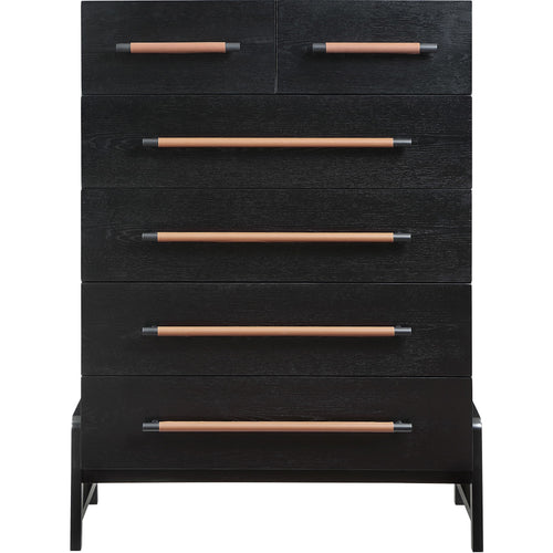 Kaya Oak Veneer And Vegan Leather Handle Chest in Black