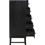 Kaya Oak Veneer And Vegan Leather Handle Chest in Black