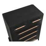 Kaya Oak Veneer And Vegan Leather Handle Chest in Black