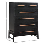 Kaya Oak Veneer And Vegan Leather Handle Chest in Black
