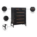 Kaya Oak Veneer And Vegan Leather Handle Chest in Black