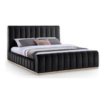 Amara Velvet Upholstered King Bed in Black