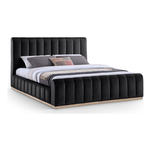 Amara Velvet Upholstered King Bed in Black