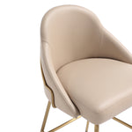 Gracie Metal Upholstered Barstool in Tan and Gold