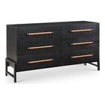 Kaya Oak Veneer And Vegan Leather Handle Dresser in Black