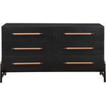Kaya Oak Veneer And Vegan Leather Handle Dresser in Black