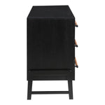 Kaya Oak Veneer And Vegan Leather Handle Dresser in Black