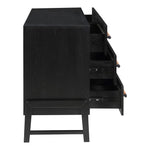 Kaya Oak Veneer And Vegan Leather Handle Dresser in Black