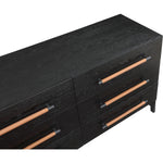 Kaya Oak Veneer And Vegan Leather Handle Dresser in Black