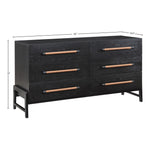 Kaya Oak Veneer And Vegan Leather Handle Dresser in Black