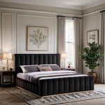 Amara Velvet Upholstered King Bed in Black