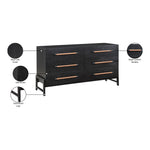 Kaya Oak Veneer And Vegan Leather Handle Dresser in Black