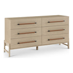 Kaya Oak Veneer And Vegan Leather Handle Dresser in Natural