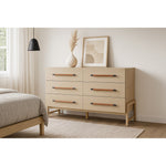 Kaya Oak Veneer And Vegan Leather Handle Dresser in Natural
