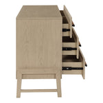 Kaya Oak Veneer And Vegan Leather Handle Dresser in Natural