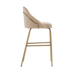 Gracie Metal Upholstered Barstool in Tan and Gold
