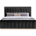 Amara Velvet Upholstered King Bed in Black