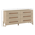 Kaya Oak Veneer And Vegan Leather Handle Dresser in Natural