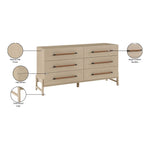 Kaya Oak Veneer And Vegan Leather Handle Dresser in Natural
