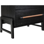 Kaya Oak Veneer And Vegan Leather Handle Nightstand in Black