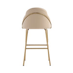 Gracie Metal Upholstered Barstool in Tan and Gold