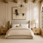 Kendall Linen Textured Fabric Upholstered Full Bed in Beige