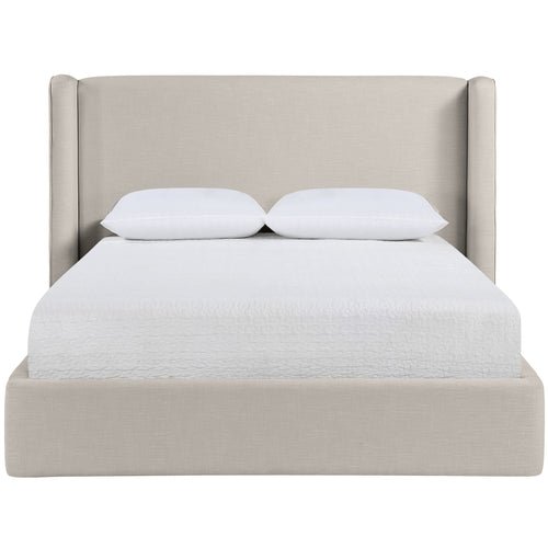 Kendall Linen Textured Fabric Upholstered Full Bed in Beige