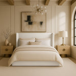 Kendall Linen Textured Fabric Upholstered Full Bed in Cream