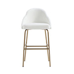 Gracie Metal Upholstered Barstool in White and Gold