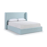 Kendall Linen Textured Fabric Upholstered Full Bed in Light Blue