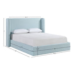 Kendall Linen Textured Fabric Upholstered Full Bed in Light Blue