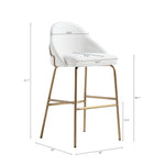 Gracie Metal Upholstered Barstool in White and Gold