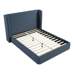 Kendall Linen Textured Fabric Upholstered Full Bed in Navy