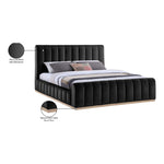 Amara Velvet Upholstered King Bed in Black