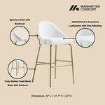 Gracie Metal Upholstered Barstool in White and Gold