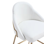 Gracie Metal Upholstered Barstool in White and Gold