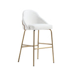 Gracie Metal Upholstered Barstool in White and Gold